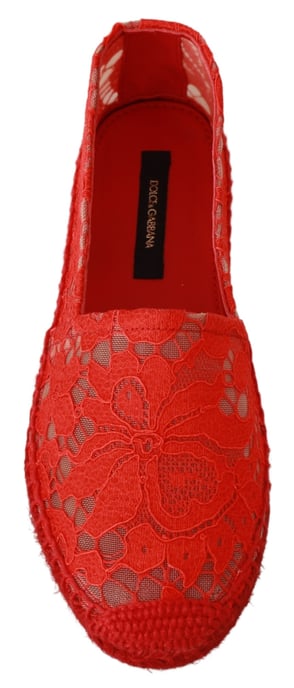 Dolce & Gabbana Rote Spitze Baumwoll-Espadrilles Ballerinas - Image 2