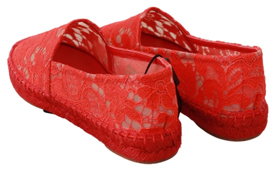 Dolce & Gabbana Rote Spitze Baumwoll-Espadrilles Ballerinas - Image 5