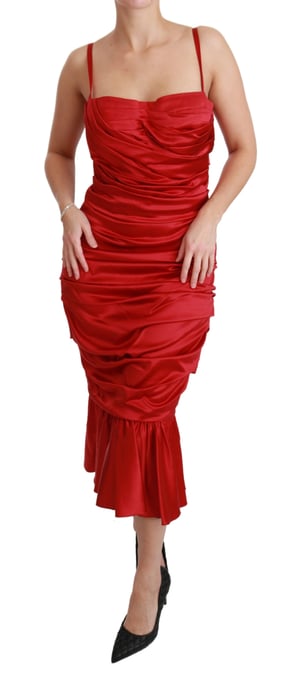 Dolce & Gabbana Women's Red Silk Stretch Bodycon Dress (robe sirène en soie rouge) - Image 6