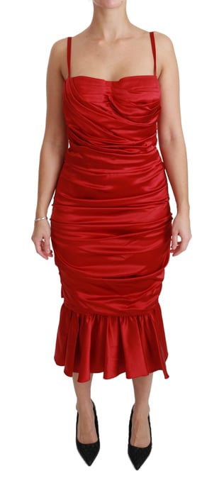 Dolce & Gabbana Women's Red Silk Stretch Bodycon Dress (robe sirène en soie rouge) - Image 1
