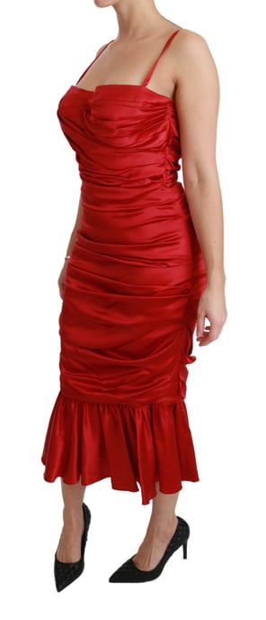Dolce & Gabbana Women's Red Silk Stretch Bodycon Dress (robe sirène en soie rouge) - Image 3