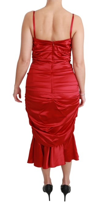 Dolce & Gabbana Women's Red Silk Stretch Bodycon Dress (robe sirène en soie rouge) - Image 4