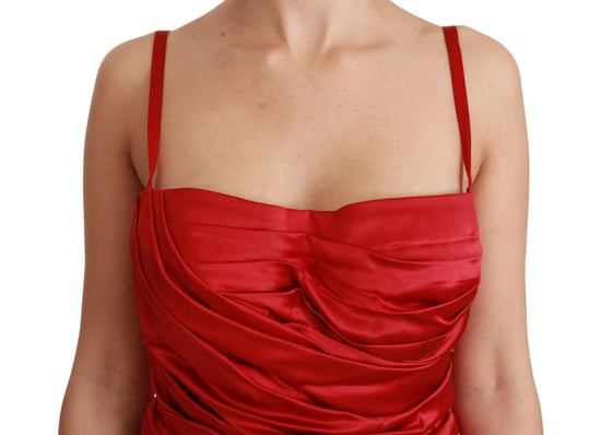 Dolce & Gabbana Women's Red Silk Stretch Bodycon Dress (robe sirène en soie rouge) - Image 5