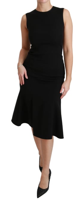 Dolce & Gabbana Women's Black Fit Flare Wool Stretch Sheath Dress (robe fourreau en laine noire) - Image 6