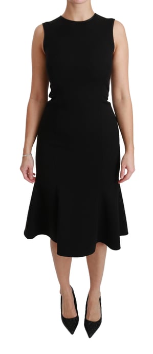 Dolce & Gabbana Women's Black Fit Flare Wool Stretch Sheath Dress (robe fourreau en laine noire) - Image 1