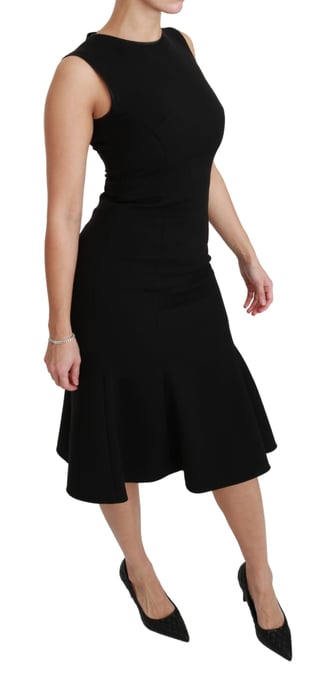 Dolce & Gabbana Women's Black Fit Flare Wool Stretch Sheath Dress (robe fourreau en laine noire) - Image 2