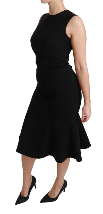 Dolce & Gabbana Women's Black Fit Flare Wool Stretch Sheath Dress (robe fourreau en laine noire) - Image 3