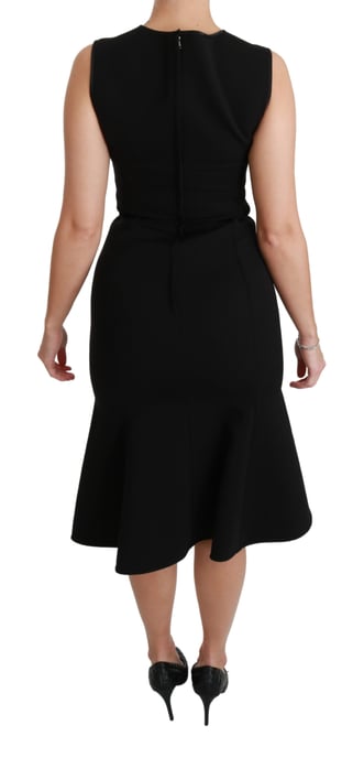 Dolce & Gabbana Women's Black Fit Flare Wool Stretch Sheath Dress (robe fourreau en laine noire) - Image 4