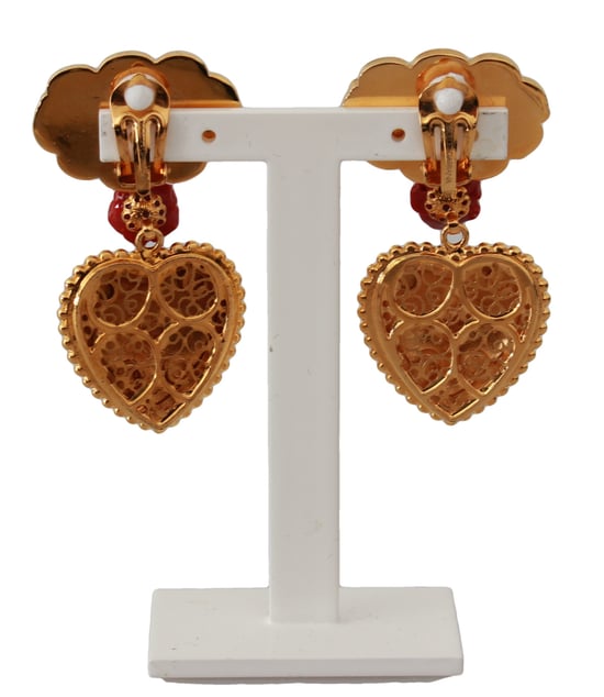Dolce & Gabbana Gold Crystal Fumetti Cartoons Clip On Dangling Earrings