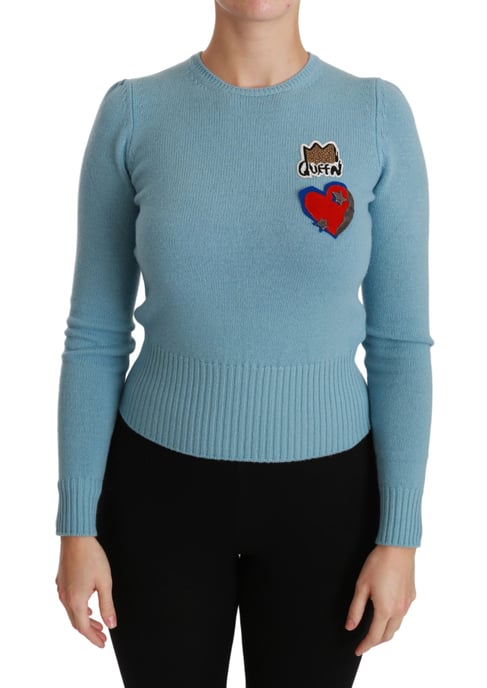 Dolce & Gabbana Pull en laine bleu à cœur de reine pour femme - Image 1