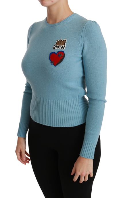 Dolce & Gabbana Pull en laine bleu à cœur de reine pour femme - Image 3