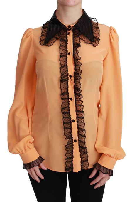 Dolce & Gabbana Gelbe Seidenpailletten-Spitzenbluse - Image 1