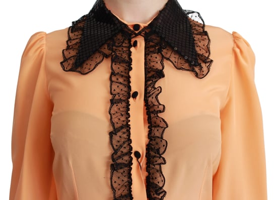 Dolce & Gabbana Gelbe Seidenpailletten-Spitzenbluse - Image 5