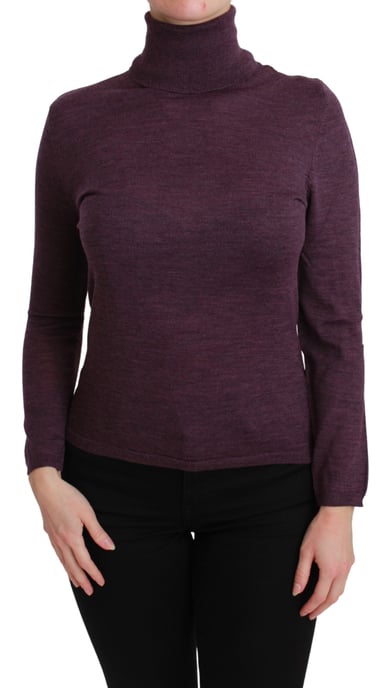 BYBLOS Purple Turtleneck Long Sleeve Pullover Top Wool Sweater