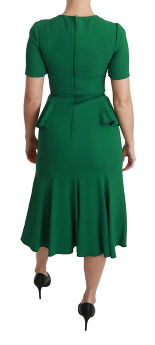 Dolce & Gabbana Women's Green Heart Patch Mermaid Midi Viscose Dress - Image 4