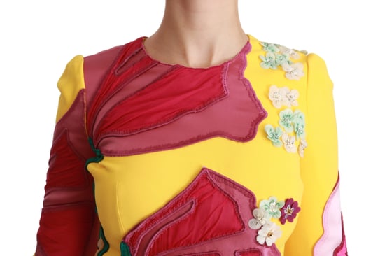 Dolce & Gabbana Women's Yellow Floral Crystal Bodycon Sheath Dress (robe fourreau) - Image 5