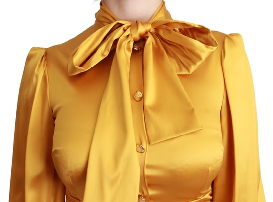 Dolce & Gabbana - Mini robe fourreau bodycon en soie stretch jaune pour femme - Image 5