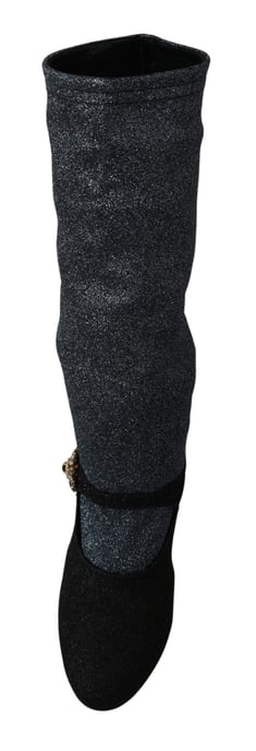Dolce & Gabbana Schwarz Kristall Mary Janes Booties Schuhe - Image 3