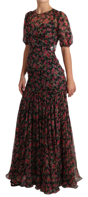 Dolce & Gabbana Women's Black Floral Roses A-Line Shift Gown Dress (robe droite) - Image 5