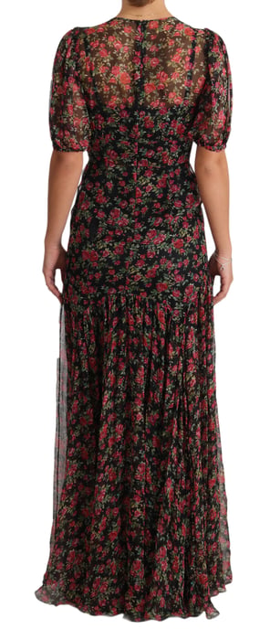 Dolce & Gabbana Women's Black Floral Roses A-Line Shift Gown Dress (robe droite) - Image 2