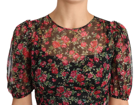 Dolce & Gabbana Women's Black Floral Roses A-Line Shift Gown Dress (robe droite) - Image 3