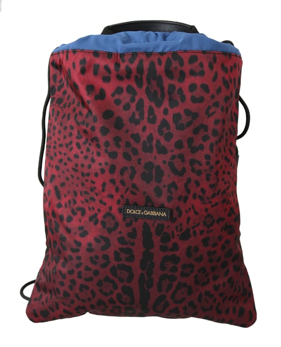 Dolce & Gabbana Red Leopard Adjustable Drawstring Women Nap Sack Bag