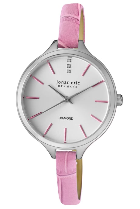 Johan Eric Damen Herlev Slim Analoganzeige Echtes Lila Leder Diamant Uhr - Image 1