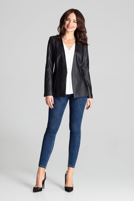 Black Fitted Eco-leather Blazer