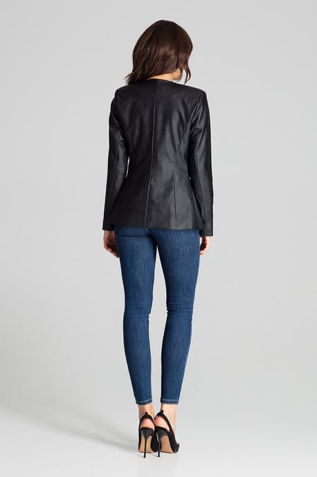 Black Fitted Eco-leather Blazer