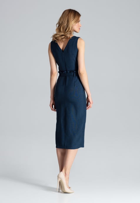 Navy Sleeveless Midi Dress