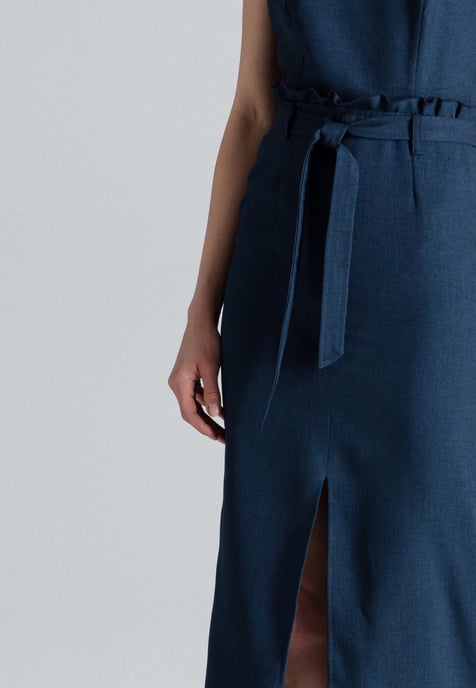 Navy Sleeveless Midi Dress