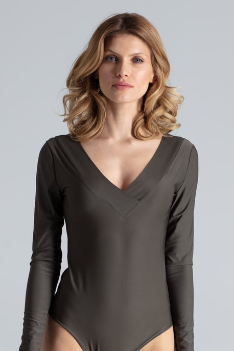 Grey V-Neck Body with Cut Out Back