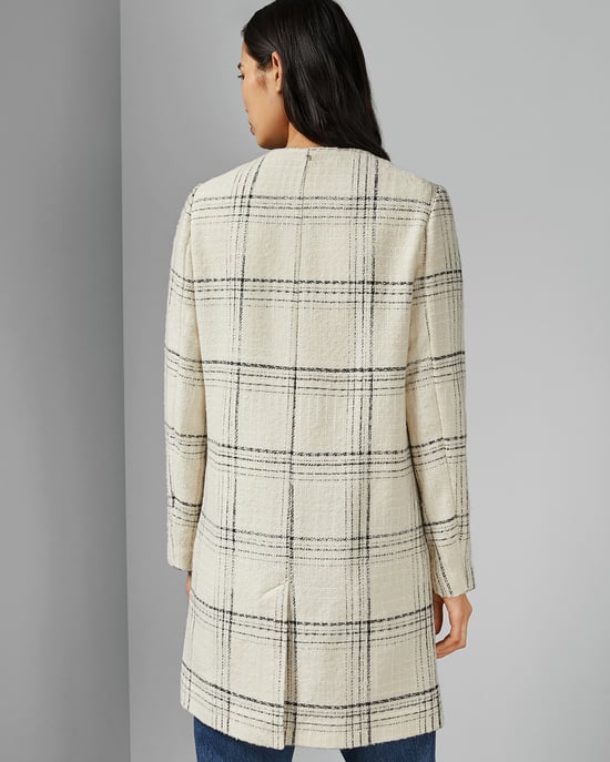 Ted Baker Mairey Boucle Checked Coat in White