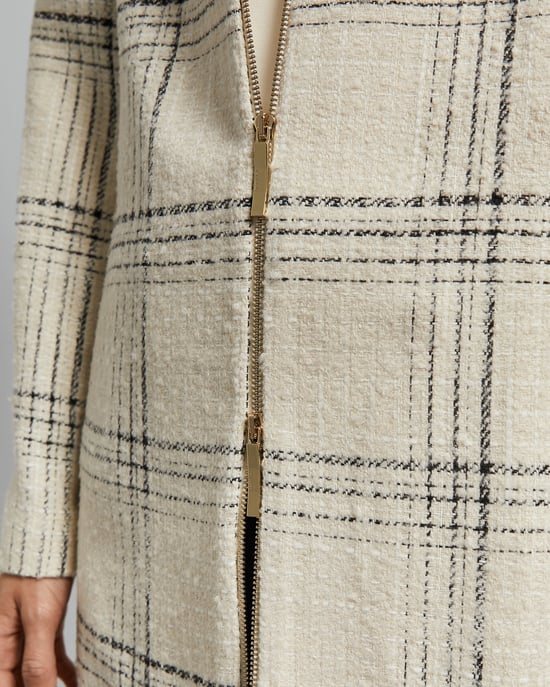Ted Baker Mairey Boucle Checked Coat in White
