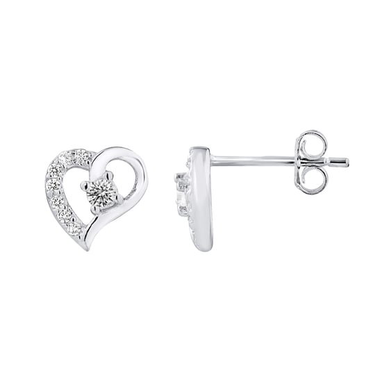 Boucles d'Oreilles Solitaire CŒURS Oxyde de Zirconium Argent 925 - EMOI - Image 1
