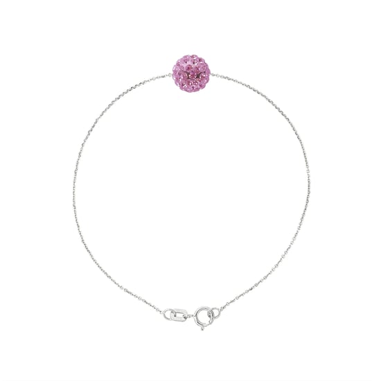 Bracelet Chaine Sphère Cristal PRECIOSA 10-11 mm Rose Argent 925 - Image 1