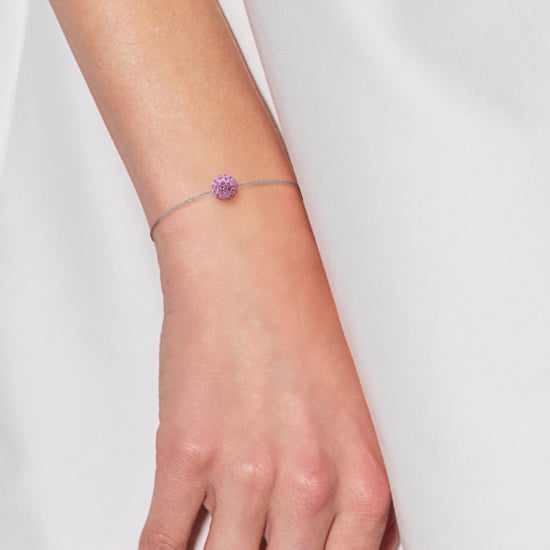 Bracelet Chaine Sphère Cristal PRECIOSA 10-11 mm Rose Argent 925 - Image 2