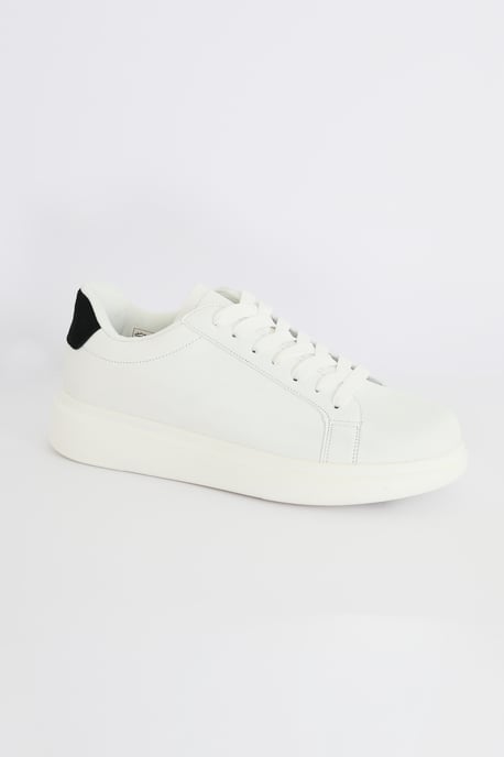 White 'Royal' Faux Leather Chunky Sole Lace Up Trainer