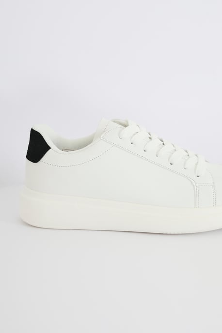 White 'Royal' Faux Leather Chunky Sole Lace Up Trainer