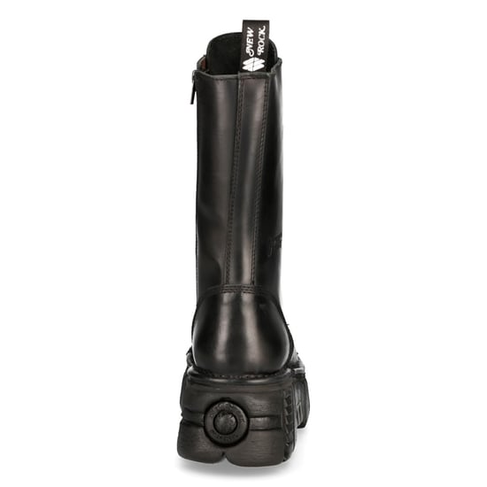New Rock Unisex Metallic Black Techno Biker Boots- M-MILI211C-C1