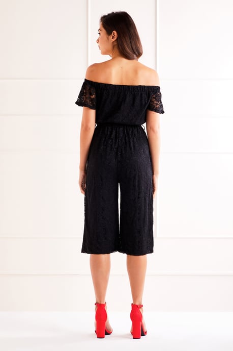 Black Bardot Lace Jumpsuit
