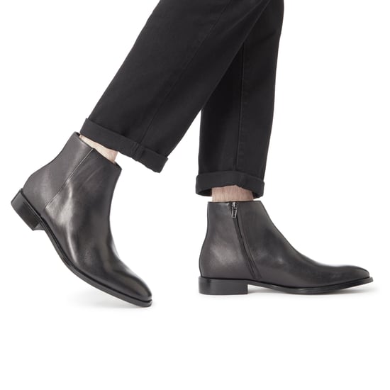 Dune Mens MONOCO Saffiano Back Panel Side Zip Boots