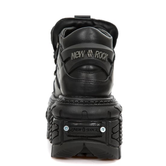 New Rock Unisex Metallic Black Leather Gothic Boots- M-TANK106-C2
