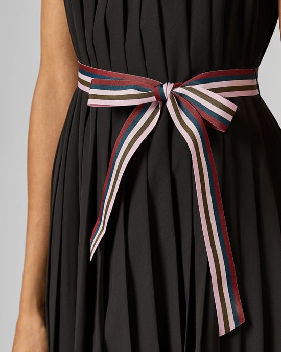 Robe noire mi-longue en gros-grain coloré Pleatzi Ted Baker - Image 2