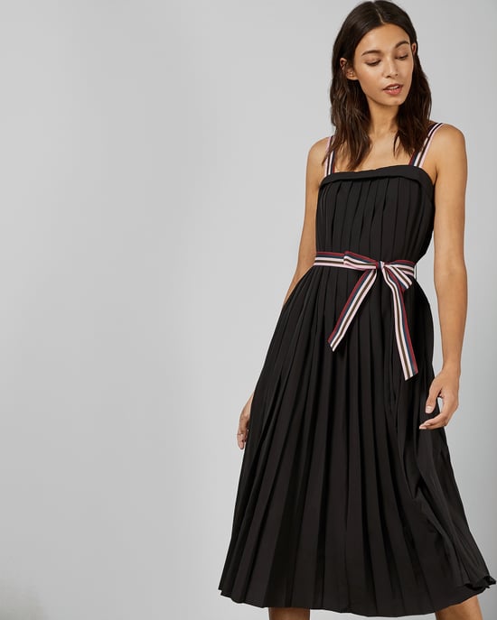 Ted Baker Pleatzi Colourful Grosgrain Midi Dress in Black