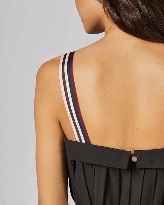 Robe noire mi-longue en gros-grain coloré Pleatzi Ted Baker - Image 3