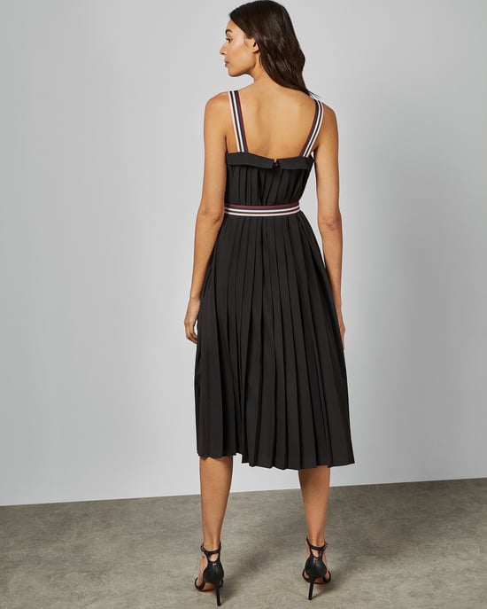 Robe noire mi-longue en gros-grain coloré Pleatzi Ted Baker - Image 4