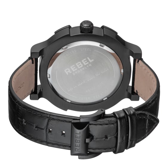 Rebel Herrenuhr Brooklyn Bridge Schwarzes Zifferblatt Leder - Image 3