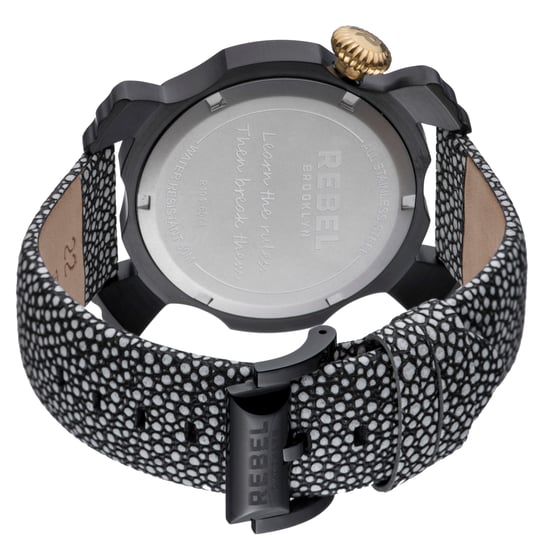 Rebel Women's Coney Island Black Dial Graphite Leather Watch