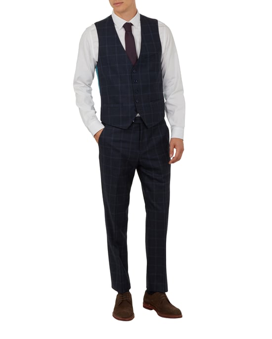 Ted Baker Afanw Debonair Check Waistcoat, Navy